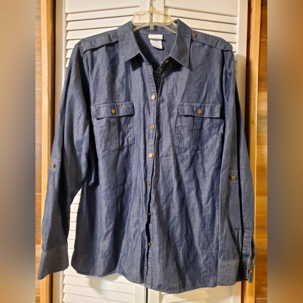 Jaclyn Smith Denim Button Up Top Sz Xxl